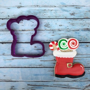 Santa Boot filled with Candy or Toys Cookie Cutter and Fondant Cutter and Clay Cutter image 1