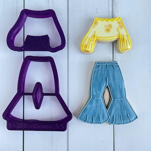 Bell Bottoms and Hippie Top Cookie Cutter or Fondant Cutter and Clay Cutter
