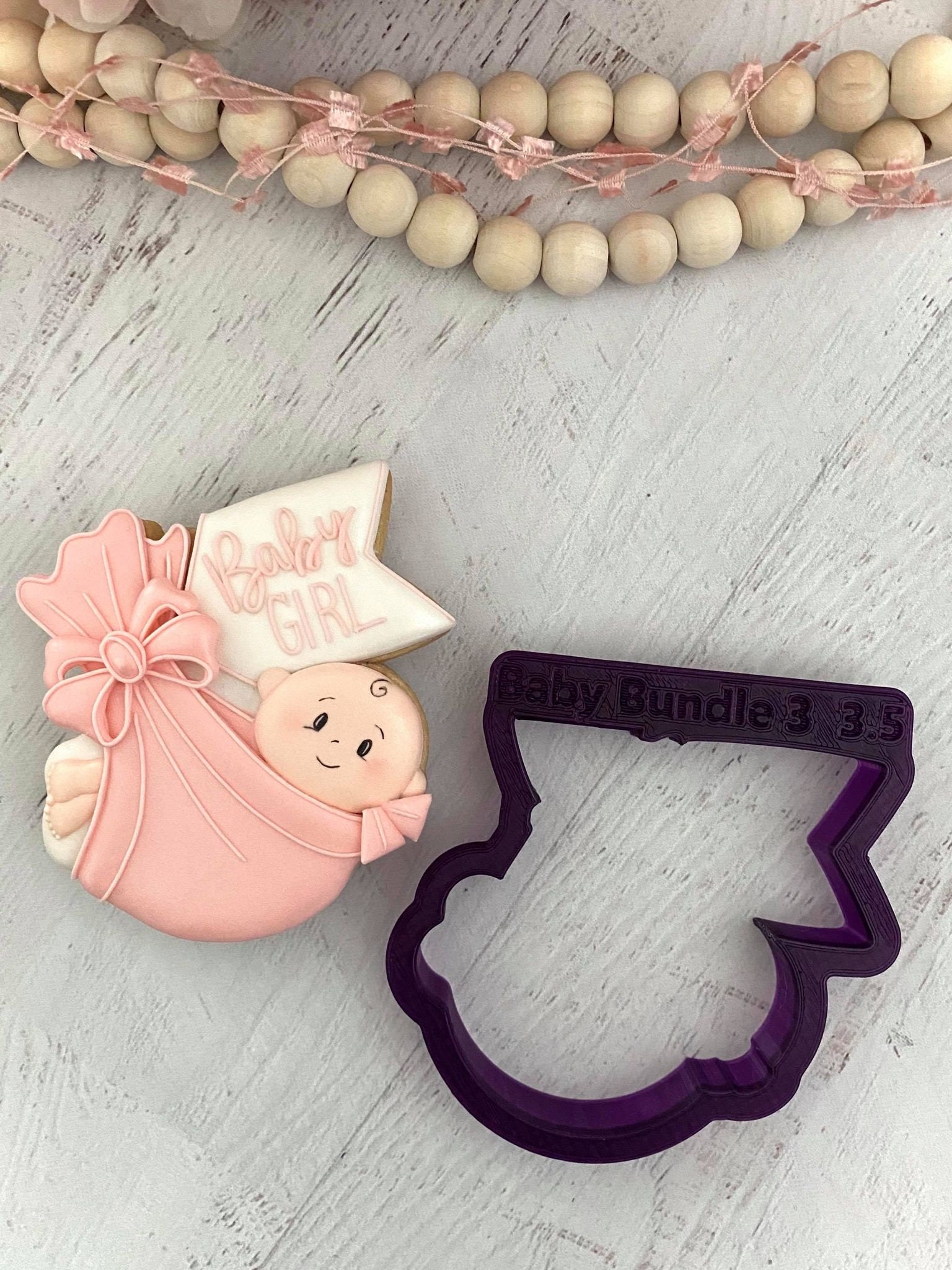 Miss Doughmestic Baby GIRL Onesie with Bow Cookie Cutter and Fondant Cutter  and Clay Cutter Baby Shower, Fondant Cutter, Clay Cutter