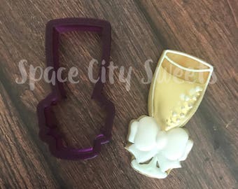 Wine or Champagne Glass with Bow Cookie Cutter and Fondant Cutter and Clay Cutter