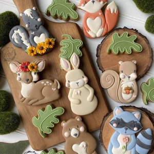 The Floured Canvas Woodlands Animals set of 5 Cookie Cutters or Fondant Cutters and Clay Cutters