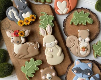 The Floured Canvas Woodlands Animals set of 5 Cookie Cutters or Fondant Cutters and Clay Cutters