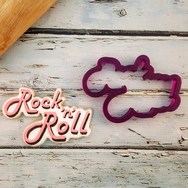 Rock n Roll Plaque Cookie Cutter and Fondant Cutter and Clay Cutter