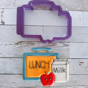 Lunch Box with Milk Carton Cookie Cutter and Fondant Cutter and Clay Cutter