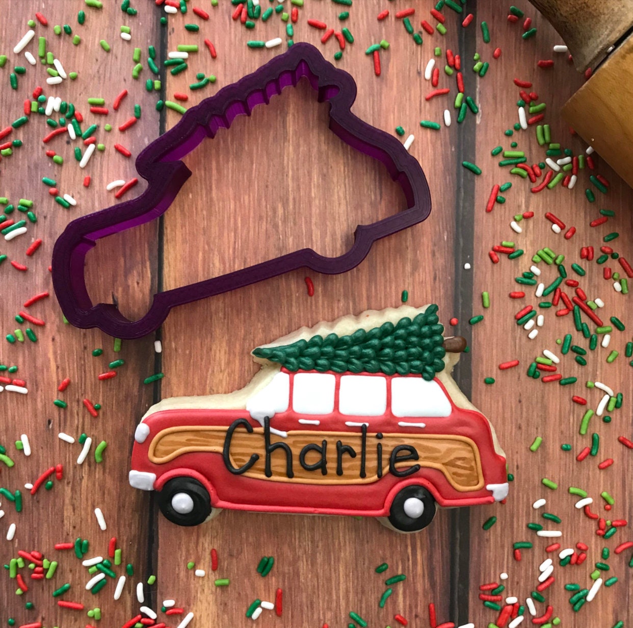 Panneau Wagon avec Les Emporte-Pièce Sapin de Noël et Fondant Cutter Coupeur d'argile
