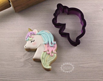 Unicorn Head #1 Cookie Cutter and Fondant Cutter and Clay Cutter