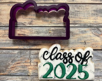 Class of or Graduation Year Cookie Cutter and Fondant Cutter and Clay Cutter with Optional Stencil