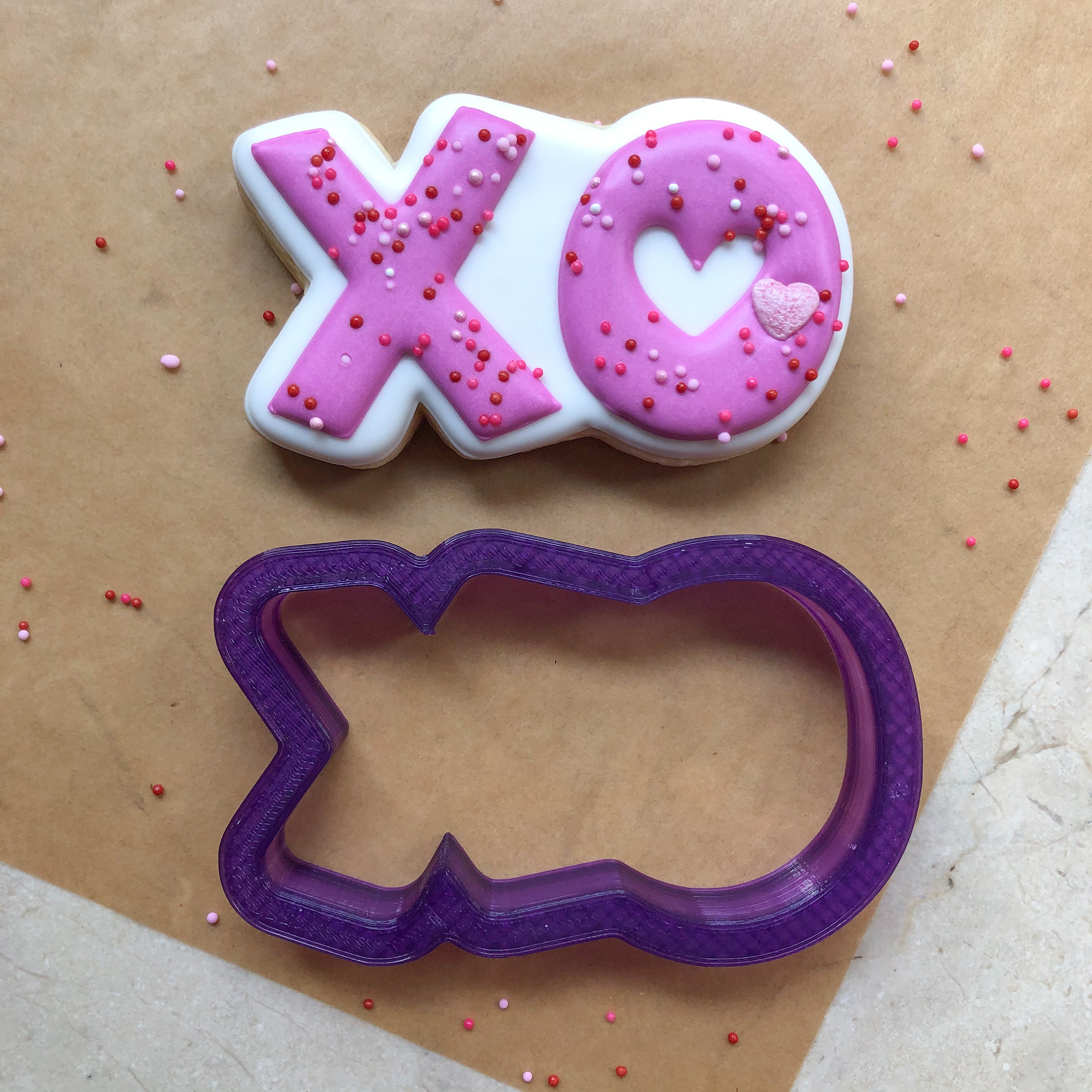 Hugs and Kisses Cookie Cutter & StampHearts Love Valentines Day Bridal XOXO 