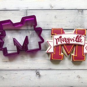 Varsity Letter M with Banner Cookie Cutter and Fondant Cutter and Clay Cutter