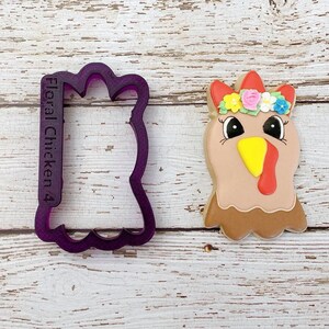 Floral Chicken Cookie Cutter and Fondant Cutter and Clay Cutter