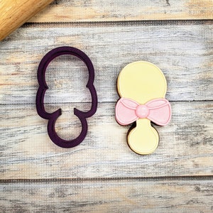 Rattle #3 with Bow Cookie Cutter and Fondant Cutter and Clay Cutter