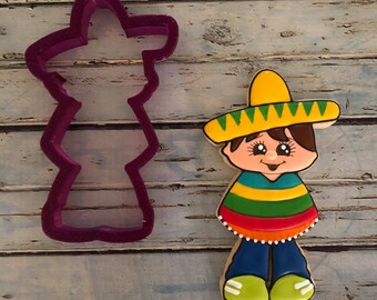 Boy with Poncho Cookie Cutter and Fondant Cutter and Clay Cutter