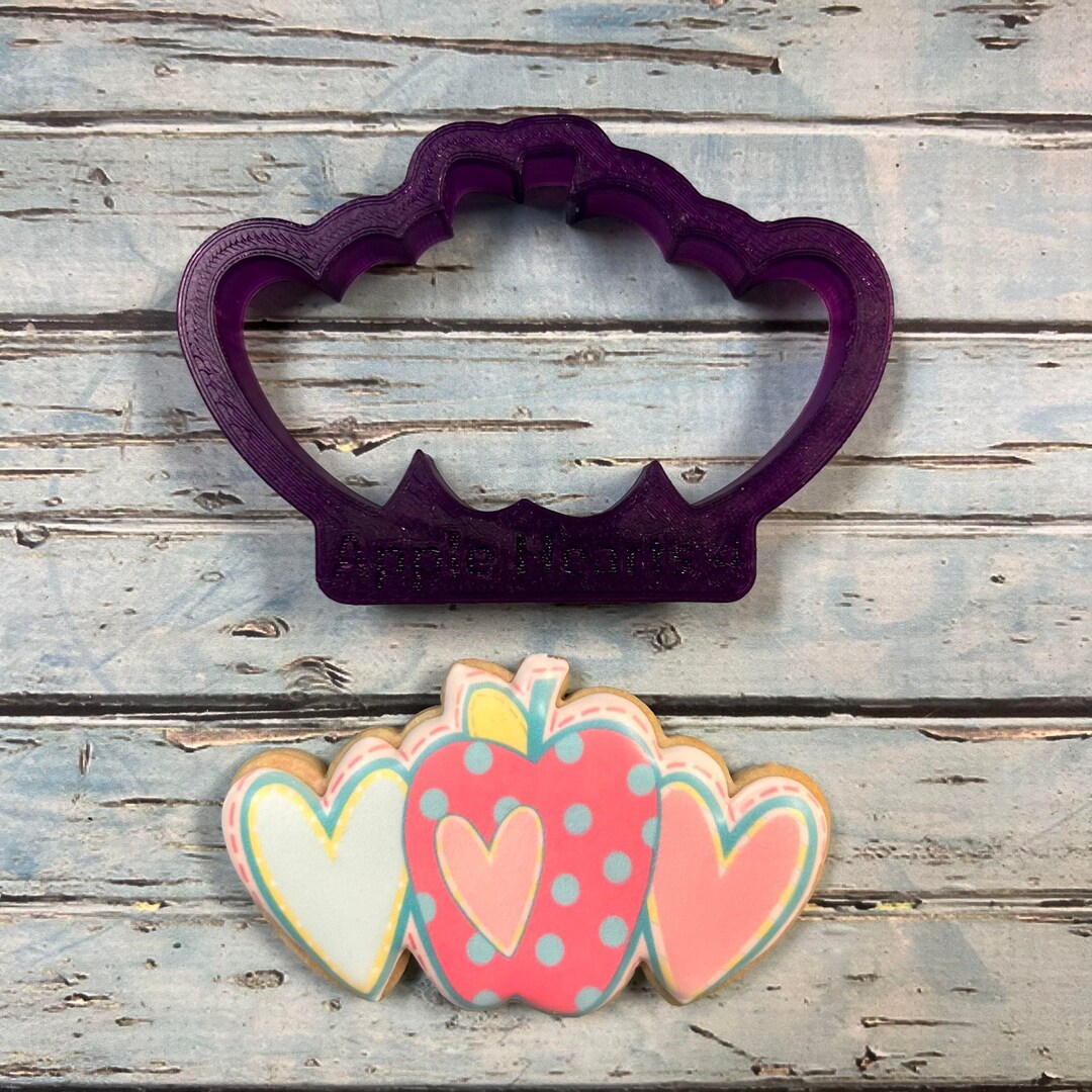 Apple With Hearts Cookie Cutter and Fondant Cutter and Clay Cutter - Etsy