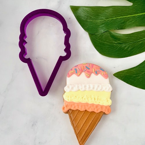 Single Scoop Ice Cream Cone Cookie Cutter or Fondant Cutter Etsy