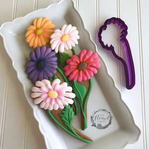 The Floured Canvas Mixed Floral Set of 4 Cookie Cutters and Fondant Cutters and Clay Cutters Gerbera Daisy