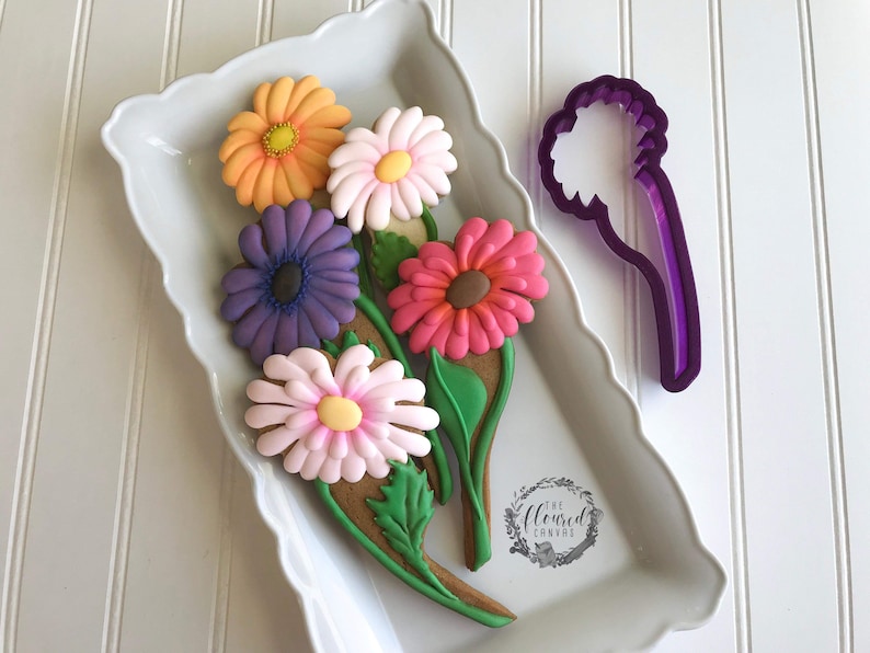 The Floured Canvas Mixed Floral Set of 4 Cookie Cutters and Fondant Cutters and Clay Cutters Gerbera Daisy
