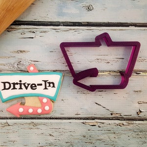 Vintage Sign #3 or Drive In Plaque Cookie Cutter and Fondant Cutter and Clay Cutter