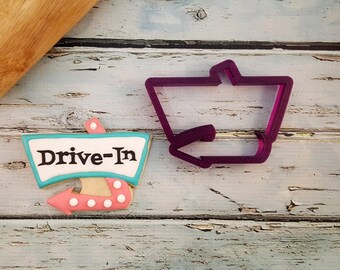 Vintage Sign #3 or Drive In Plaque Cookie Cutter and Fondant Cutter and Clay Cutter