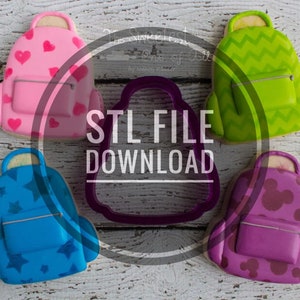 Digital STL File Download for Backpack or Back Pack Cookie Cutter and Fondant Cutter and Clay Cutter