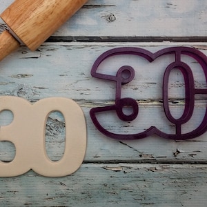 30 Thirty Thirtieth Cookie Cutter and Fondant Cutter and Clay Cutter