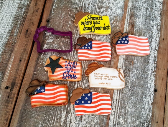 Flag With Cowboy Hat Cookie Cutter and 