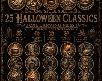 Halloween Classics STL Bundle, 3D STL Relief Model for CNC Router, Laser & 3D Printing Compatible, Halloween Files - Digital Download