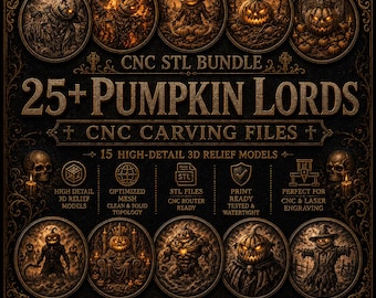 Pumpkin Lords STL Bundle File, 3D CNC Relief Model for Carving, Laser & 3D Printing Compatible - Digital Download
