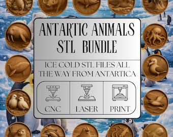 Antarctic Animals CNC STL Bundle – Wood Carving, Laser Engraving, 3D Printing Files (Digital Download)