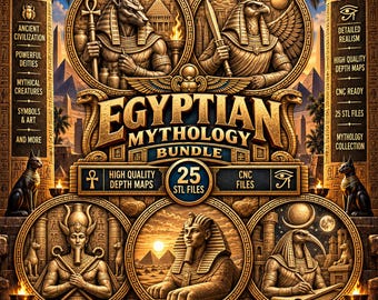 Egyptian Mythology STL CNC Files, Mythology Relief Models – Laser & 3D Printing Compatible (Digital Download)