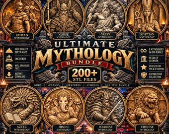 Mythology STL Bundle: 200 3D Relief Models for CNC, Laser, Print (Digital Download)