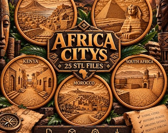 African City Landmark STL Bundle, CNC Laser 3D Printing Files