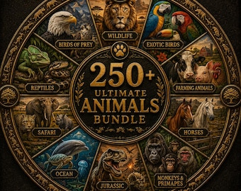 250+ Ultimate Animal STL Bundle | Wildlife, Safari, Ocean, Reptiles, Birds of Prey, Exotic Birds, Farm Animals, Horses, Primates & Dinosaurs