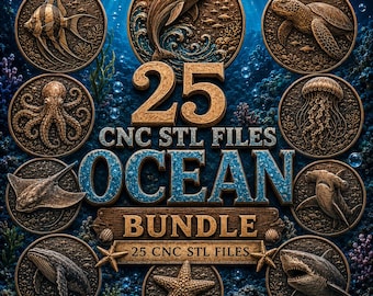 Ocean STL Bundle, Fishes CNC Relief Bundle, Ocean Animal File, Laser & 3D Printing Files, Shark, Whale STL - Digital Bundle