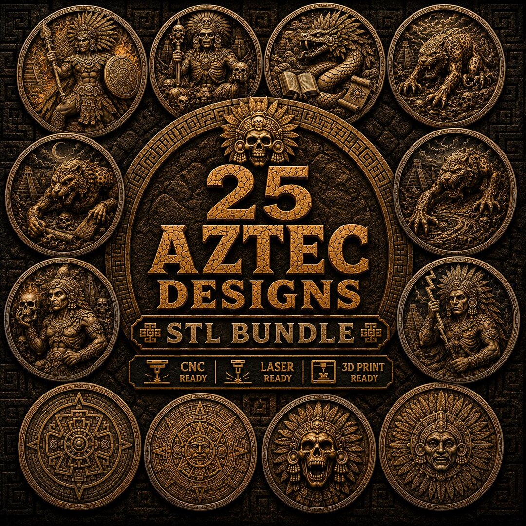 Aztec Gods STL CNC Files, Mythology Relief Models – Laser & 3D Printing ...