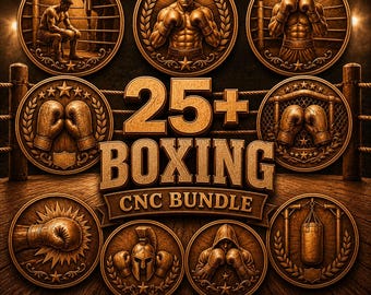 Boxing STL Bundle, 3D CNC Boxing Relief File, Gloves, Fighter, Championship STL, Laser & 3D Printing Files - Digital Download