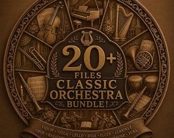 Orchestra CNC Relief Model Bundle, Musical Instruments STL Files, Laser & 3D Print Orchestra File