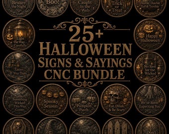 Halloween Signs & Sayings STL Bundle, 3D STL Relief Model for CNC for Carving, Laser and 3D Printing Compatible - Digital Download