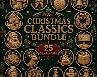 Christmas CNC STL Relief Bundle, Wood Carving Designs, 3D Printing (Digital Download)