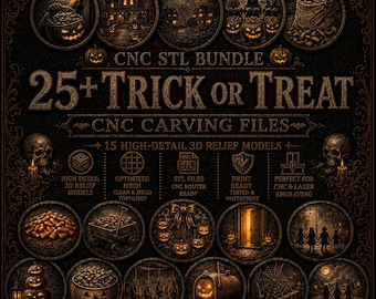 Trick or Treat STL Bundle, 3D Pumpkins Relief Model Files, Laser & 3D printing Compatible, Halloween Trick or Treat STL - Digital Download