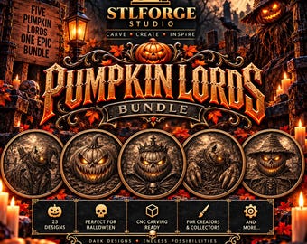 Pumpkin Lords STL Bundle File, 3D CNC Relief Model for Carving, Laser & 3D Printing Compatible - Digital Download