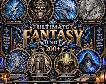 Fantasy STL Bundle: Dragons, Knights, Elves, Orcs, Beasts (Digital Download)