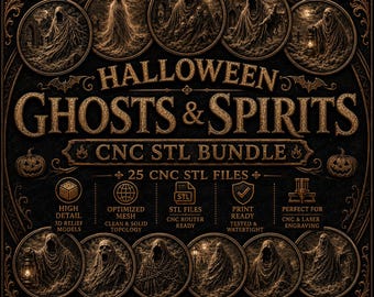 Ghosts & Spirits STL Bundle, 3D CNC Relief Model File for Carving, Ghosts and Spirit CNC File - Digital Download
