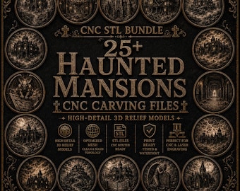 Haunted Houses & Mansions STL Bundle, 3D CNC Relief Model for Carving, Haunted Mansions CNC File - Digital Downloads