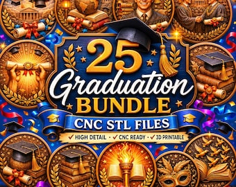 Graduation STL Bundle, 3D CNC Graduation Relief Models, Graduation Scroll STL, Laser & 3D Printing Files - Digital Download
