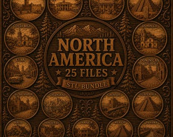 North America STL Bundle, 3D CNC City Landmark Relief Models, Laser & 3D Printing, USA, Jamaica, Mexico, Cuba, Haiti Cnc File
