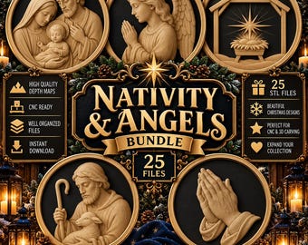 Nativity Angel 3D Relief STL Bundle, CNC Carving, Laser Engraving (Digital Download )