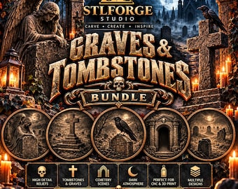 Graves & Tombstones STL Bundle, 3D STL Relief Model for CNC Router, Laser and 3D Printing Compatible - Digital Download