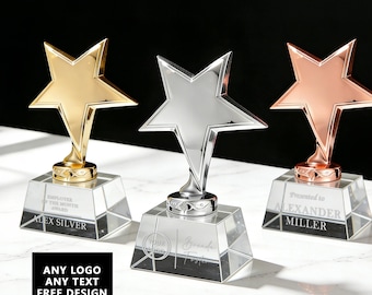 Personalized Star Crystal Employee Award,Retirement Appreciation trophy,Custom Company office plaque,Company Graduation anniversary Gift