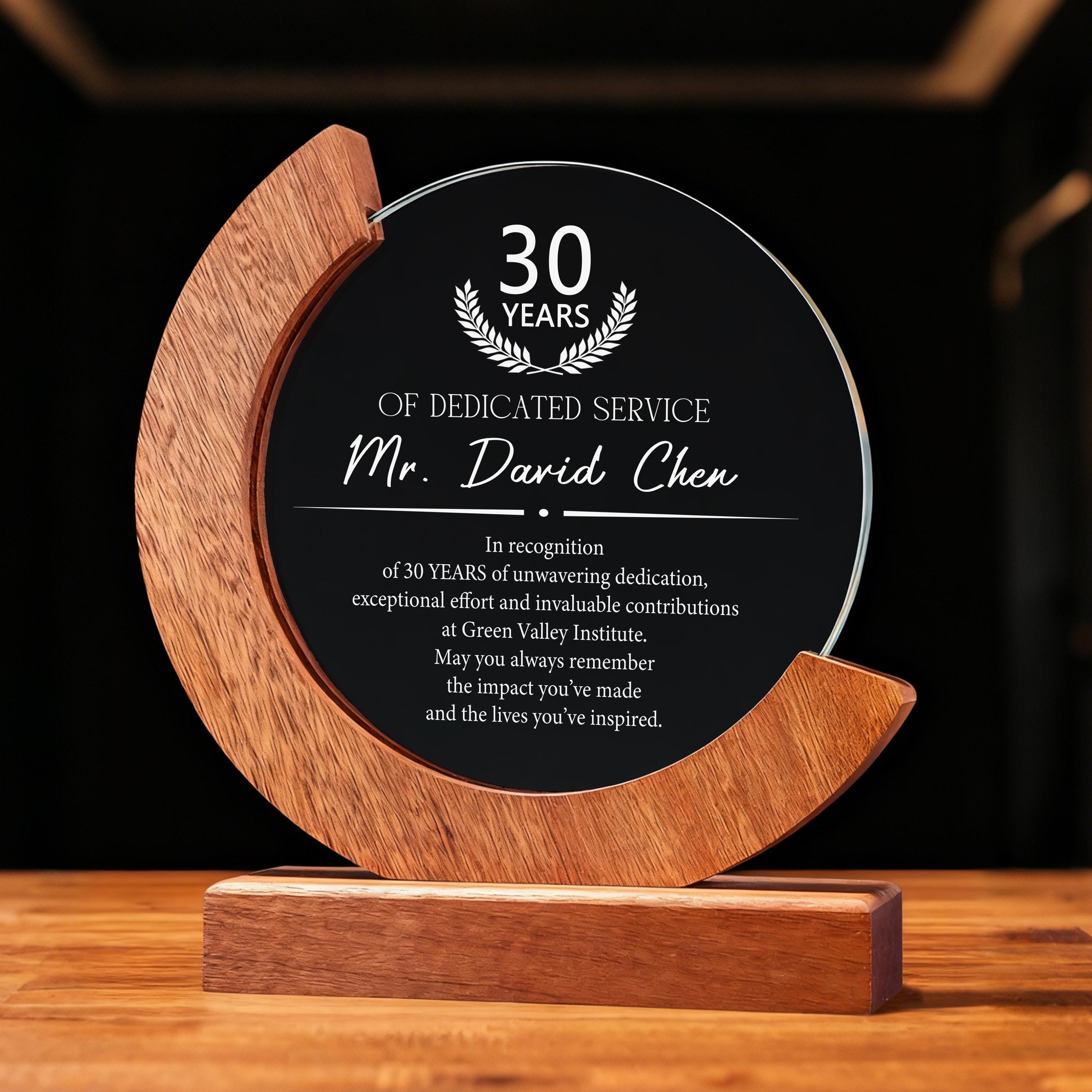 Personalized 7'' Wood Crystal Employee Awards,custom Achievement Glass ...