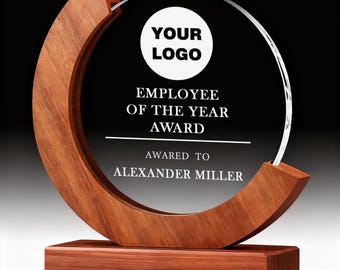Premios de cristal personalizados para empleados, trofeo de logro personalizado, placas de reconocimiento de 18 cm con caja de regalo, grabados con láser